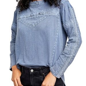 Free People Crochet Lace Trim Top NWT